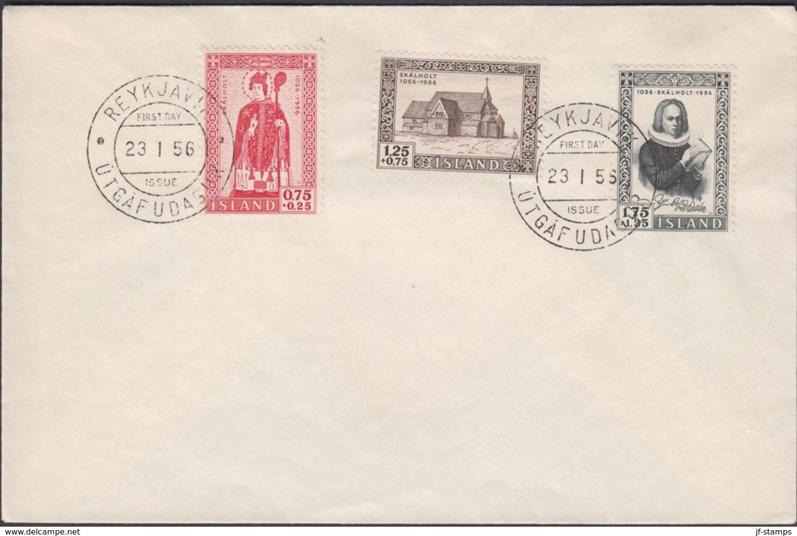 1956. SKÁLHOLT. 3 Ex. SKÁLHOLT 1056 - 1956 1.7.1956.  (Michel 300-302) - JF310256 - Storia Postale