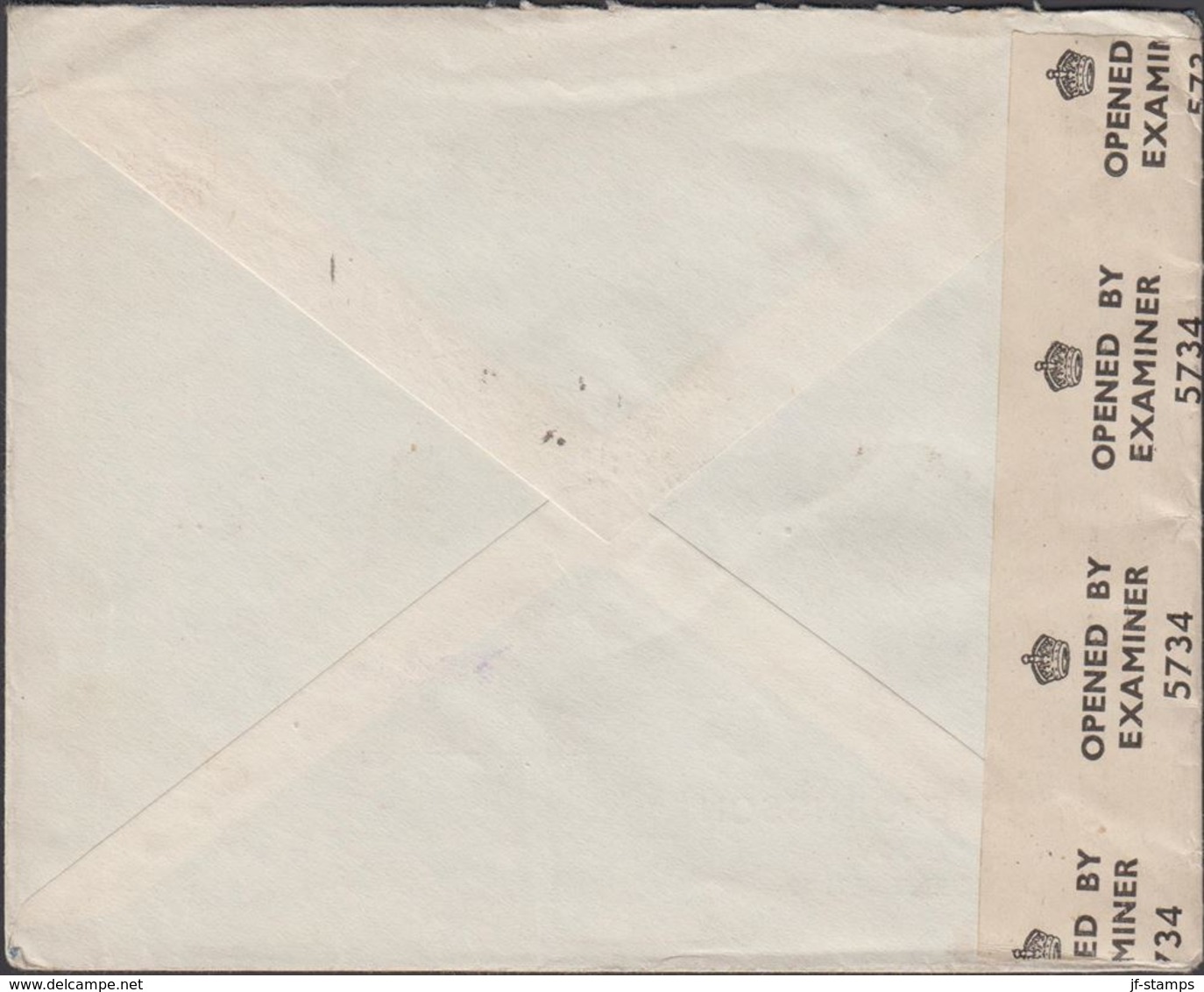 1945. . 2 X 5 Aur + 2 X 25 Aur REYKJAVIK 22. III. 45. To Birmingham, England. OPENED ... (Michel 216) - JF310264 - Lettres & Documents