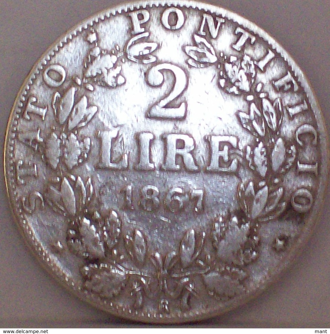 STATO PONTIFICIO PAPA PIO IX 2 Lire 1867 Argento Silver - Vaticano