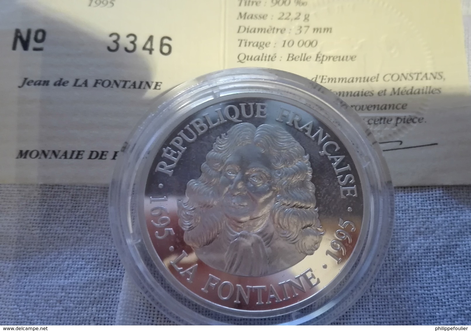 MONNAIE DE PARIS Jean De La Fontaine  , Belle  Épreuve 100 F.argent 1995 - Andere & Zonder Classificatie