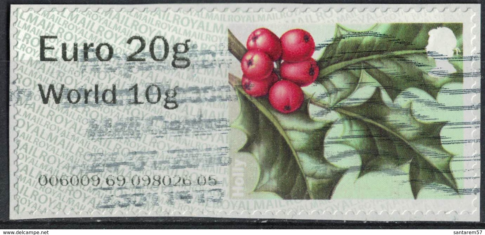 Royaume Uni 2014 Vignette Sur Fragment Holly Houx Winter Greenery Verdure D'Hiver SU - Post & Go Stamps