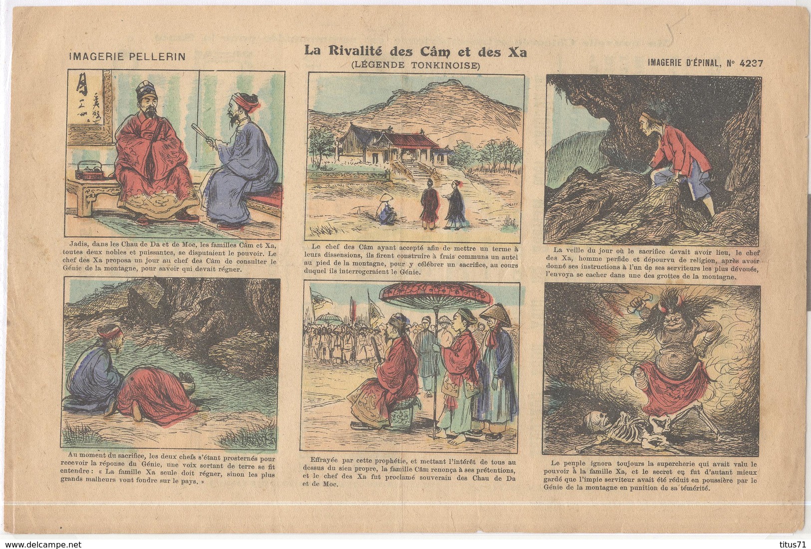 Image D' Epinal Pellerin - Chicorée Montagne - La Rivalité Des Cam Et Des Xa - Légende Tonkinoise - N° 4237 - Advertising
