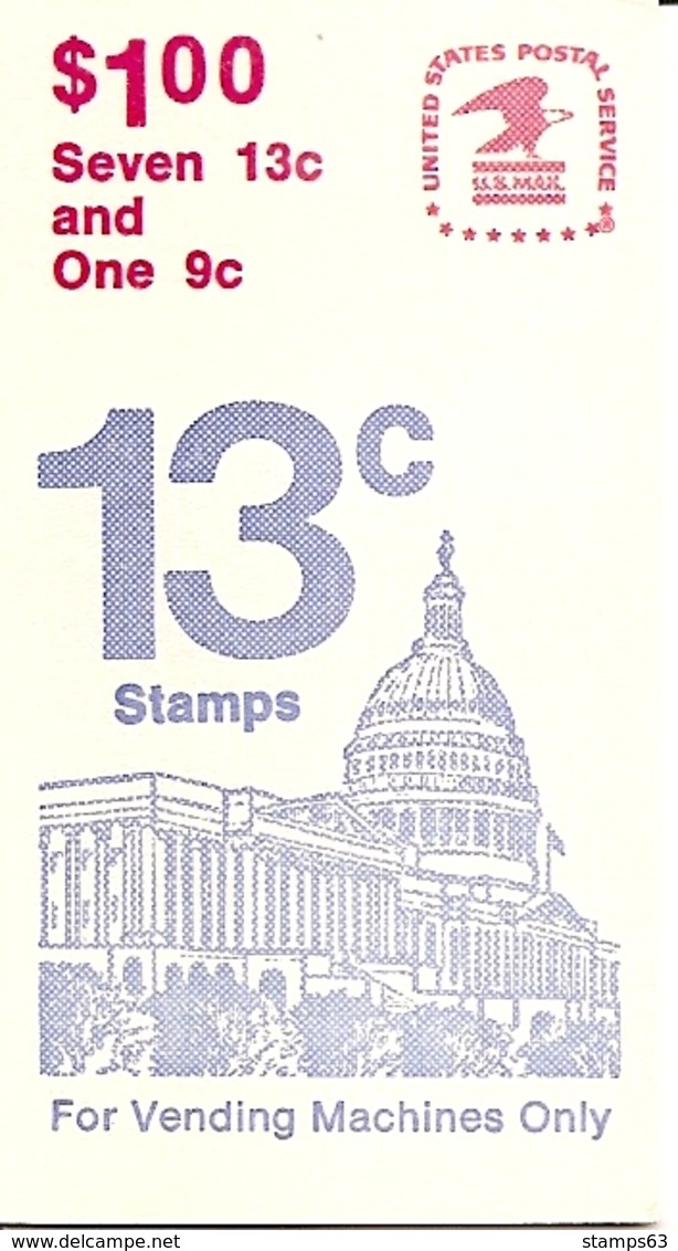 UNITED STATES (USA), 1977, Booklet 132, $ 1.00, Mi 93H, Perforation 10 - 1941-80