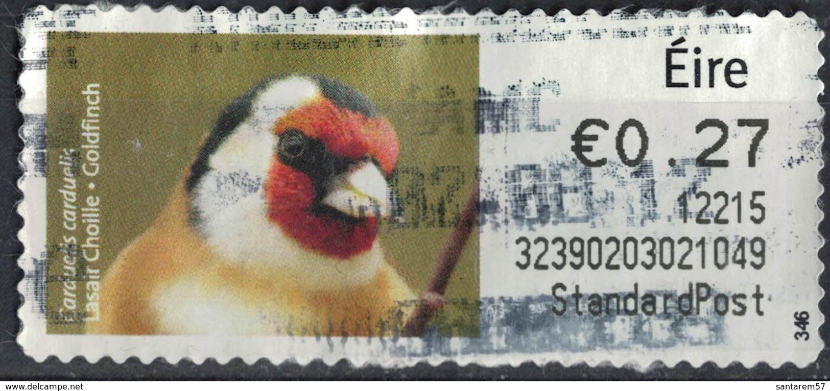 Irlande Vignette Oblitérée Bird Oiseau Chardonneret élégant Carduelis Carduelis SU - Affrancature Meccaniche/Frama