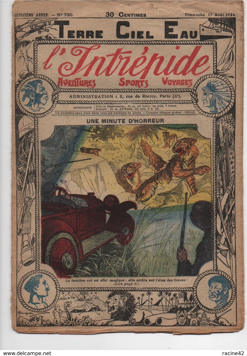 L'INTREPIDE - N° 730 Du 17.08.1924  * UNE MINUTE D'HORREUR * - L'Intrepido