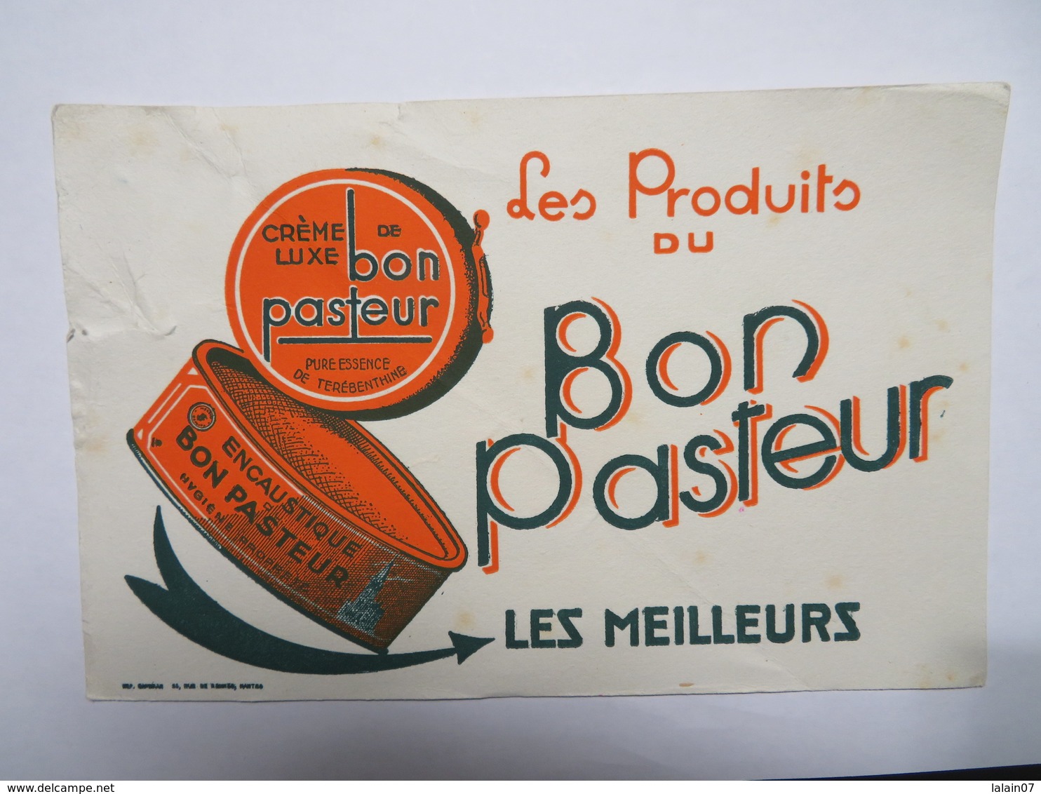 Buvard : Crème De Luxe De "BON PASTEUR" - Produits Ménagers