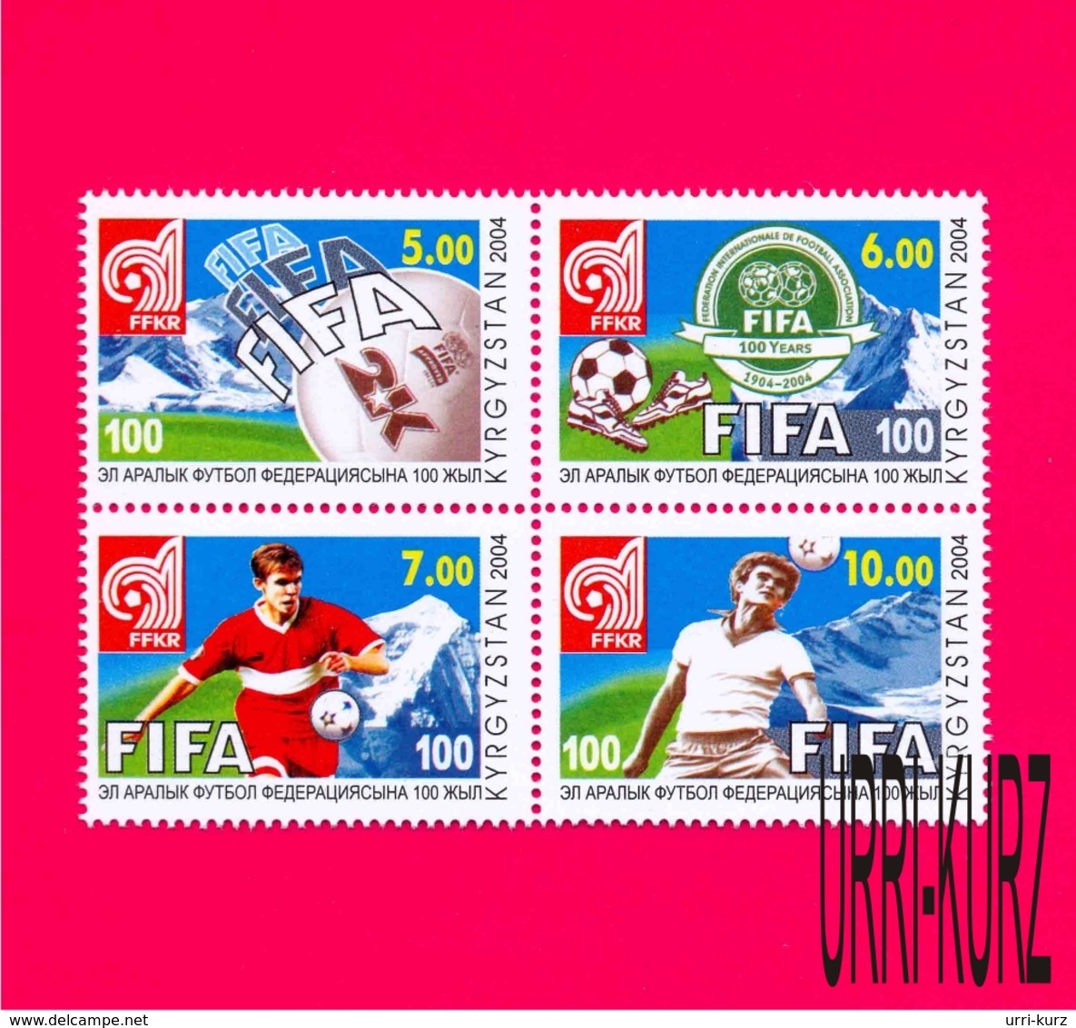 KYRGYZSTAN 2004 Sports Sport Football Soccer FIFA Centenary Block Of 4v Sc225 Mi390-393 MNH - Kyrgyzstan