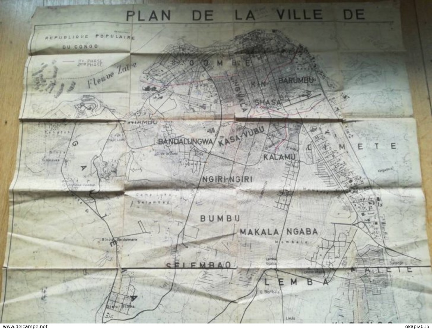 Vieux Plan De La Ville De Kinshasa Ex - Léopoldville   Congo Zaïre Ancienne Colonie Belgique Vieux Papiers Cartes - Other Plans