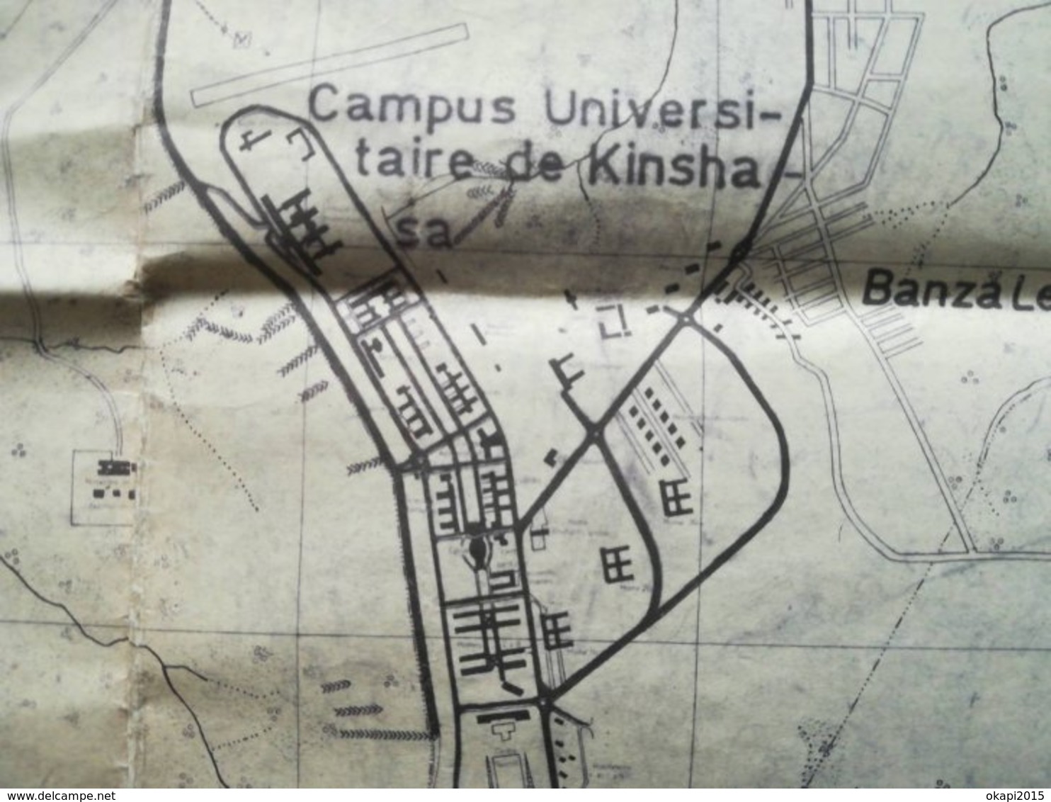 Vieux plan de la ville de Kinshasa ex - Léopoldville   Congo Zaïre ancienne colonie Belgique vieux papiers cartes