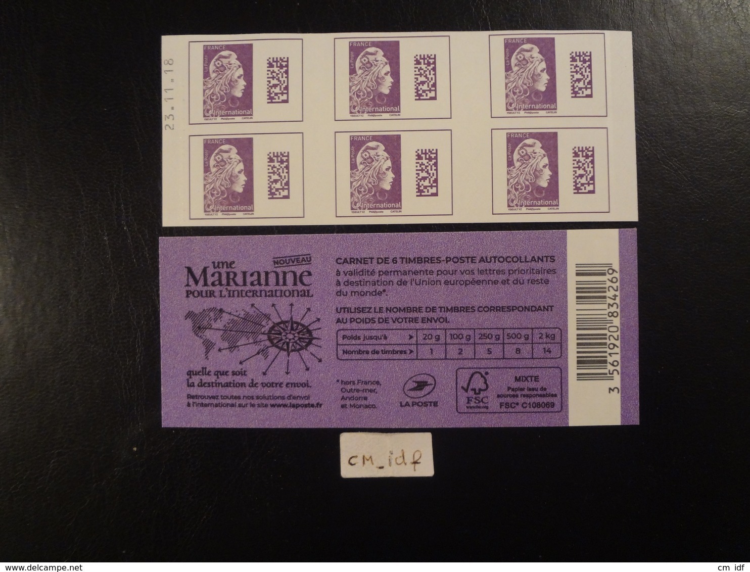 2019  CARNET MARIANNE L'ENGAGÉE INTERNATIONAL LILAS DATAMATRIX COUVERTURE VIOLET DATÉ 23.11.18 - Autres & Non Classés