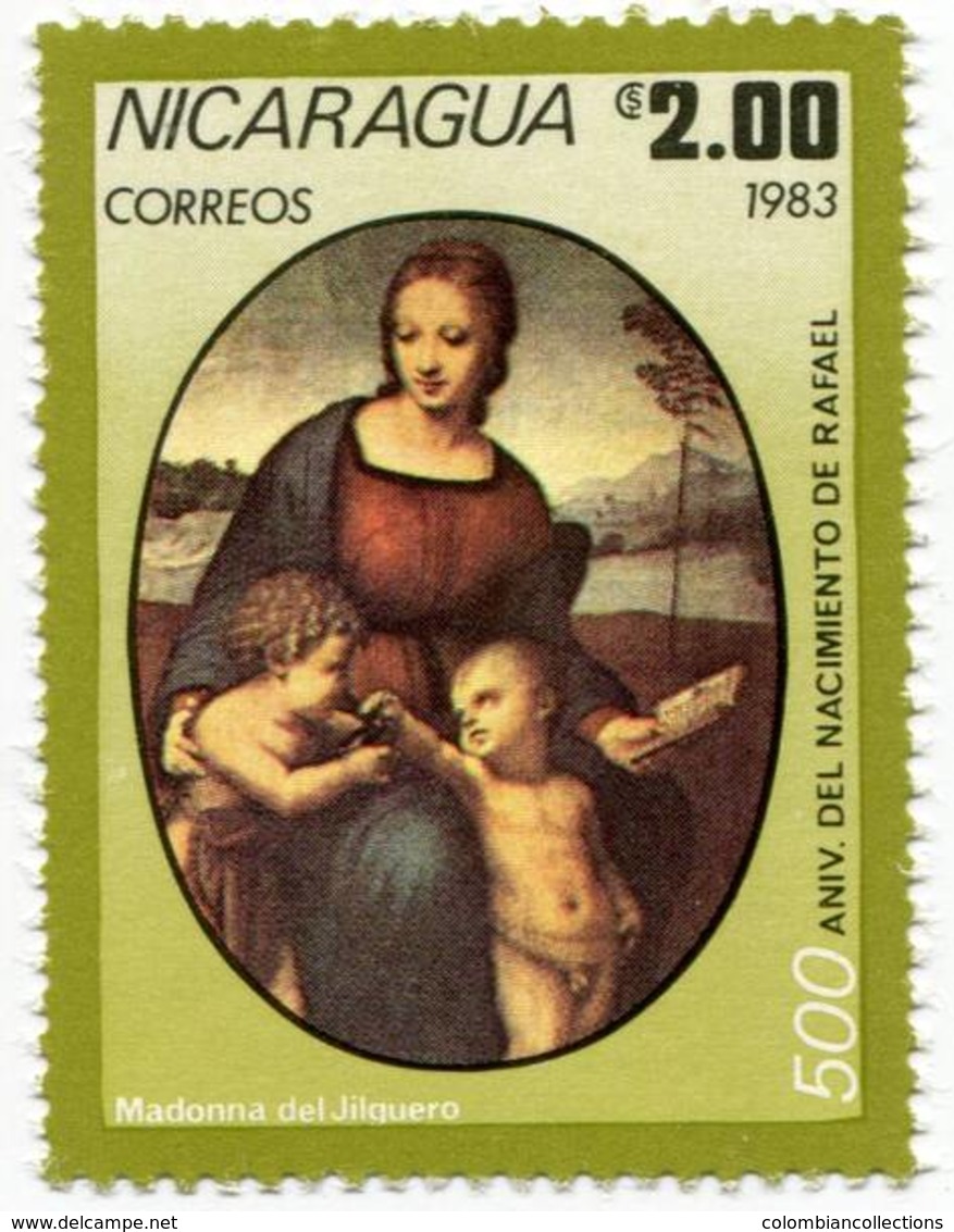 Lote 1287-93, Nicaragua, 1983, Sello, Stamp, 7 v, Pinturas de Rafael, Raphael paintings, art