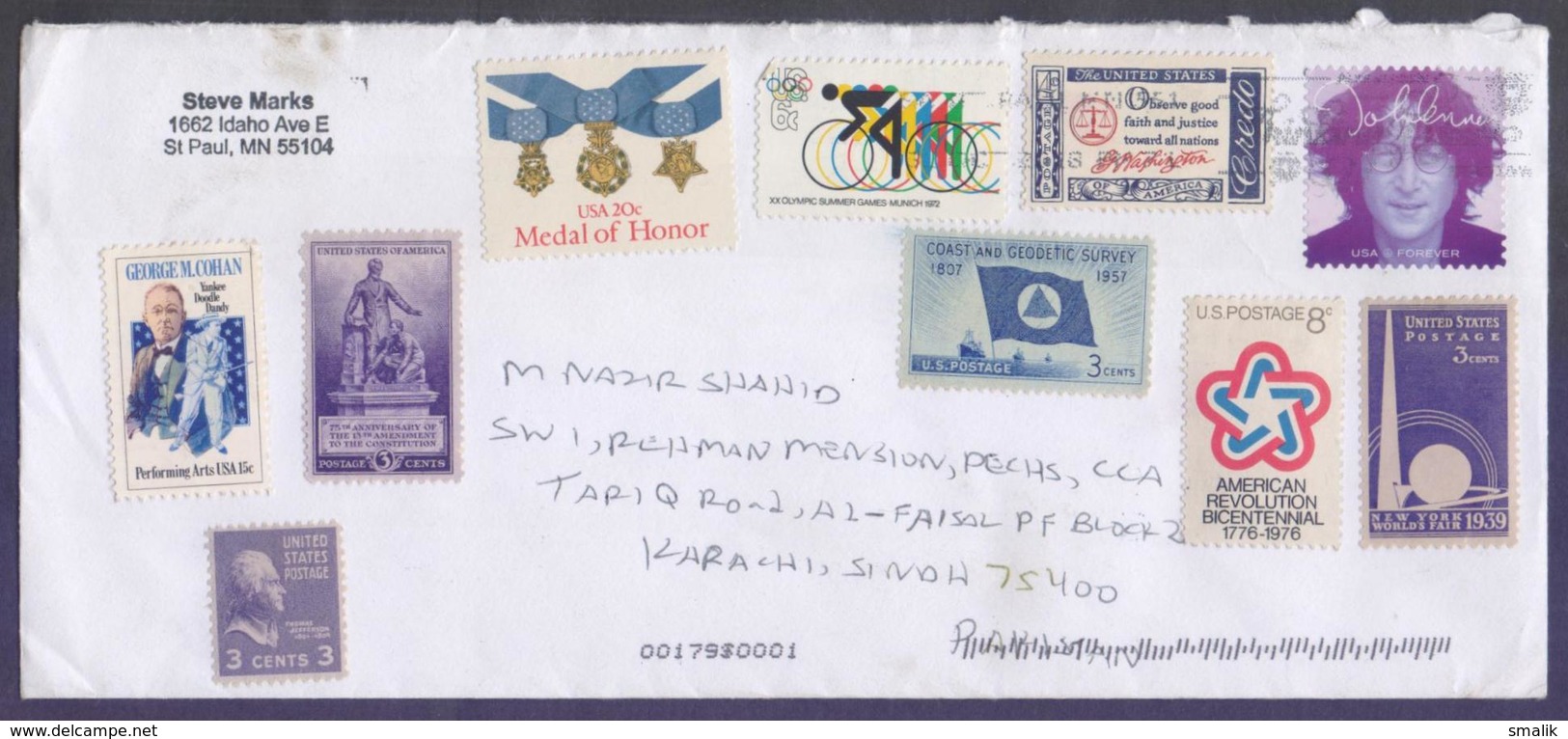 Munich Olympic Games, Medal Of Honor, Justice, Postal History Cover From USA United States Of America, Used 2018 - Covers & Documents