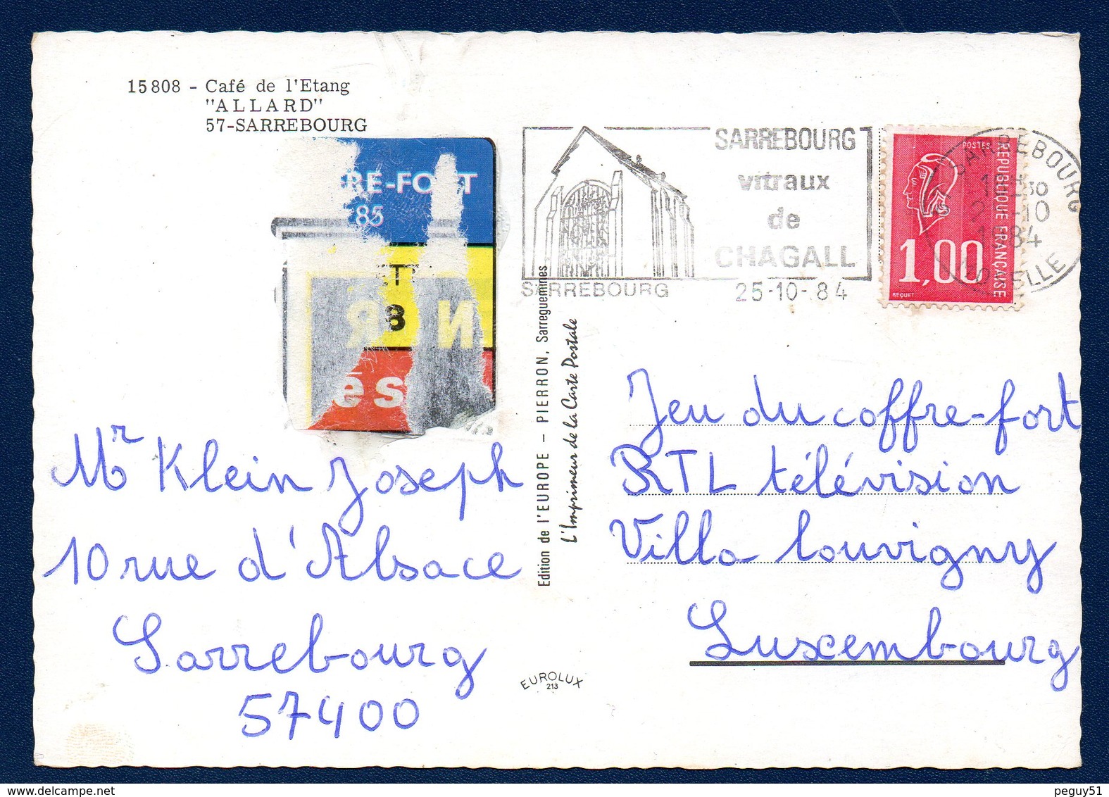 57. Sarrebourg. Café De L'Etang Allard. 1984 - Sarrebourg