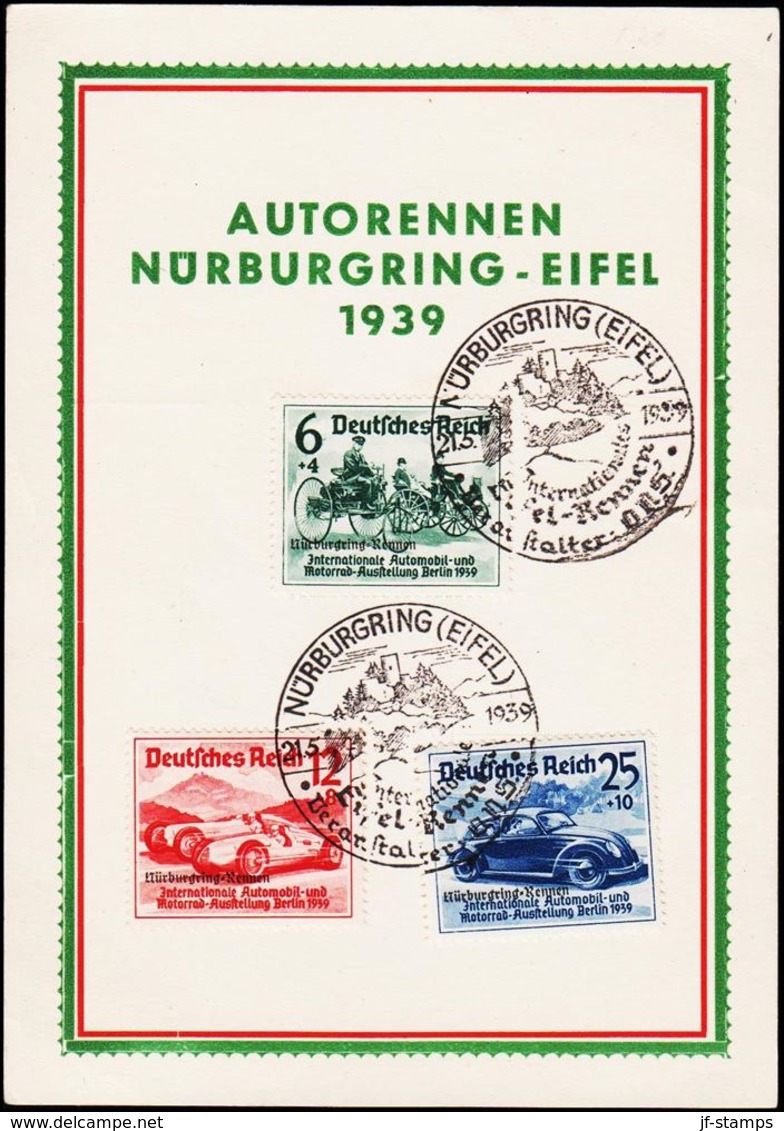 1939. NÜRNBURG-RENNEN NÜRNBURGRING (EIFEL) 21.5.1939. (Michel 695-697) - JF124090 - Briefe U. Dokumente