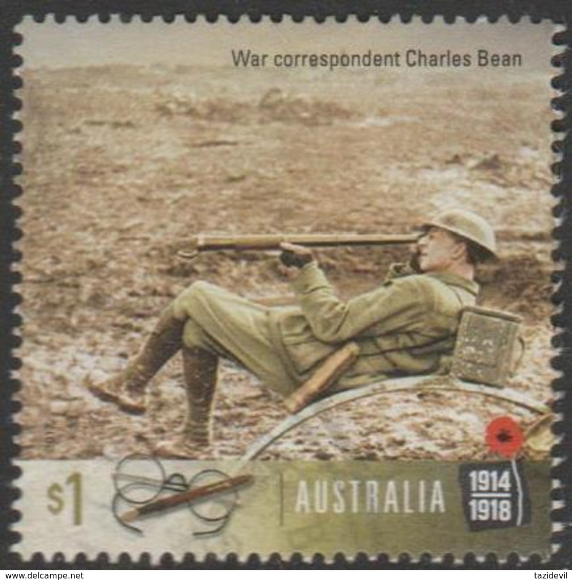 AUSTRALIA - USED 2017 $1.00 Centenary Of World War I 1917: War Correspondent - Charles Bean - Usati