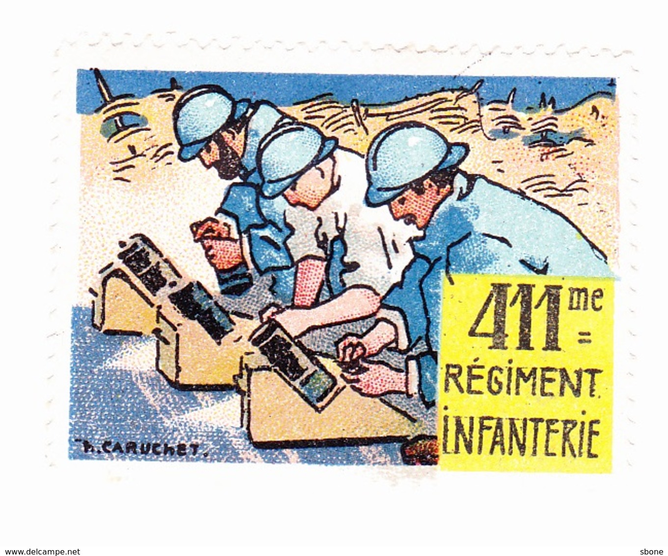 Vignette Militaire Delandre - 411ème Régiment D'infanterie - Military Heritage