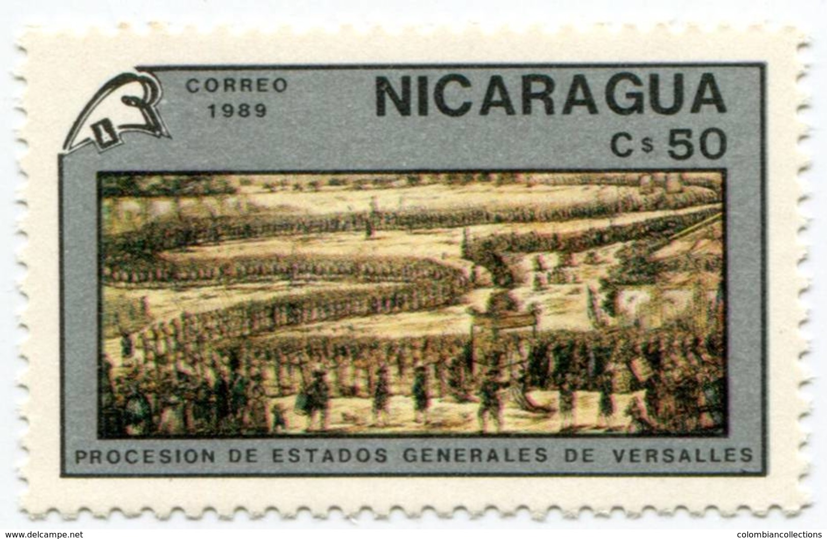 Lote 1773-9, Nicaragua, 1989, Sello, Stamp, 7 V, Bicentenario De La Revolucion Francesa, French Revolution - Nicaragua