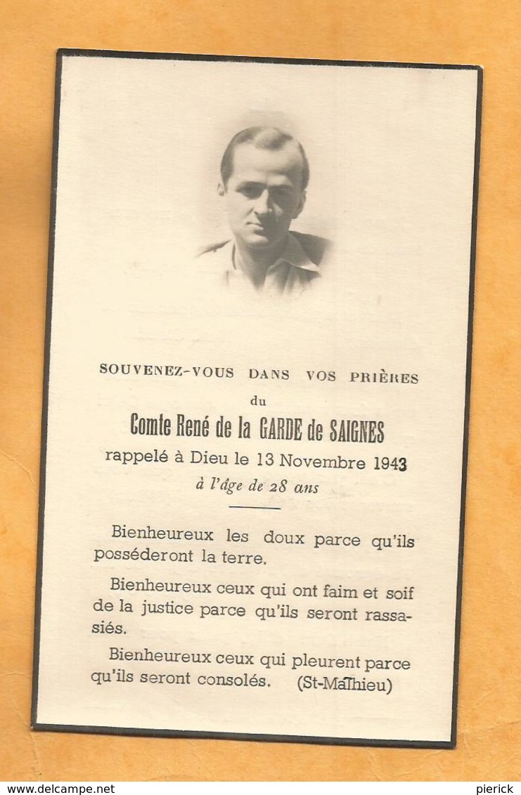 IMAGE GENEALOGIE FAIRE PART AVIS DECES COMTE DE LA GARDE DE SAIGNES 1943 LOT - Obituary Notices