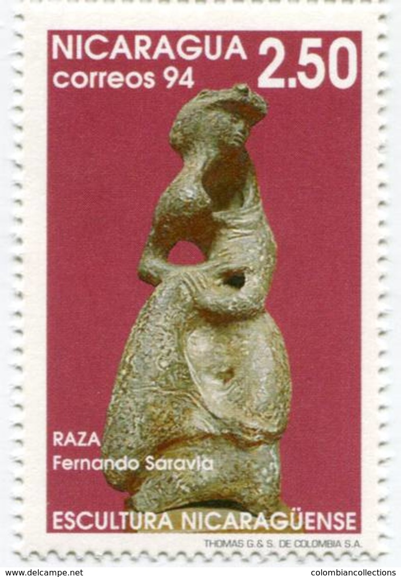 Lote 2070-6, Nicaragua, 1995, Sello, Stamp, 7 v,  Escultura. Sculpture, art, woman