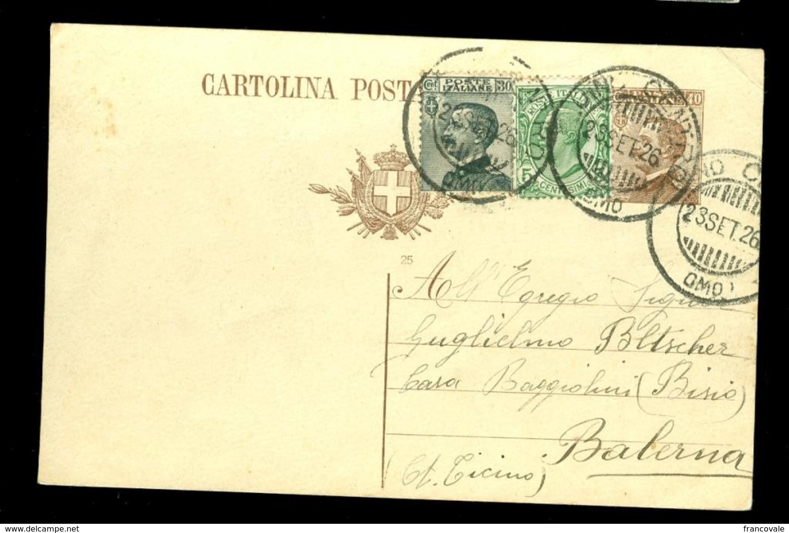 Italia Regno 1925 Cartolina Postale CP56 40c Bruno + C5 Leoni + C30 Michetti Per Estero - Interi Postali