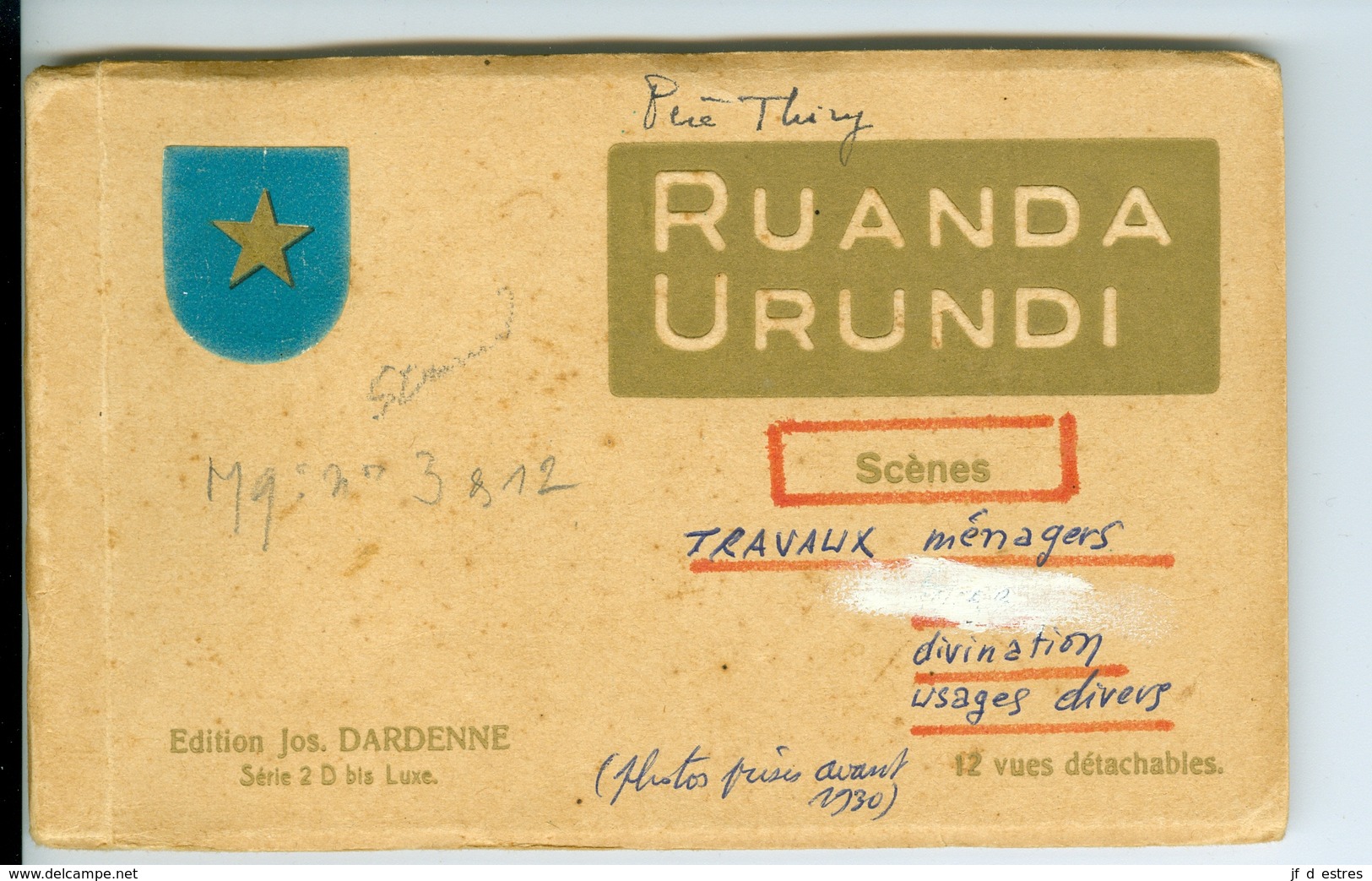 10 CP Ruanda Urundi "Scènes" Travaux Ménagers Ed. Jos Dardenne 1 Carnet Sér. 2 D Bis. 1930 Ethnographie Rwanda Burundi - Ruanda-Urundi