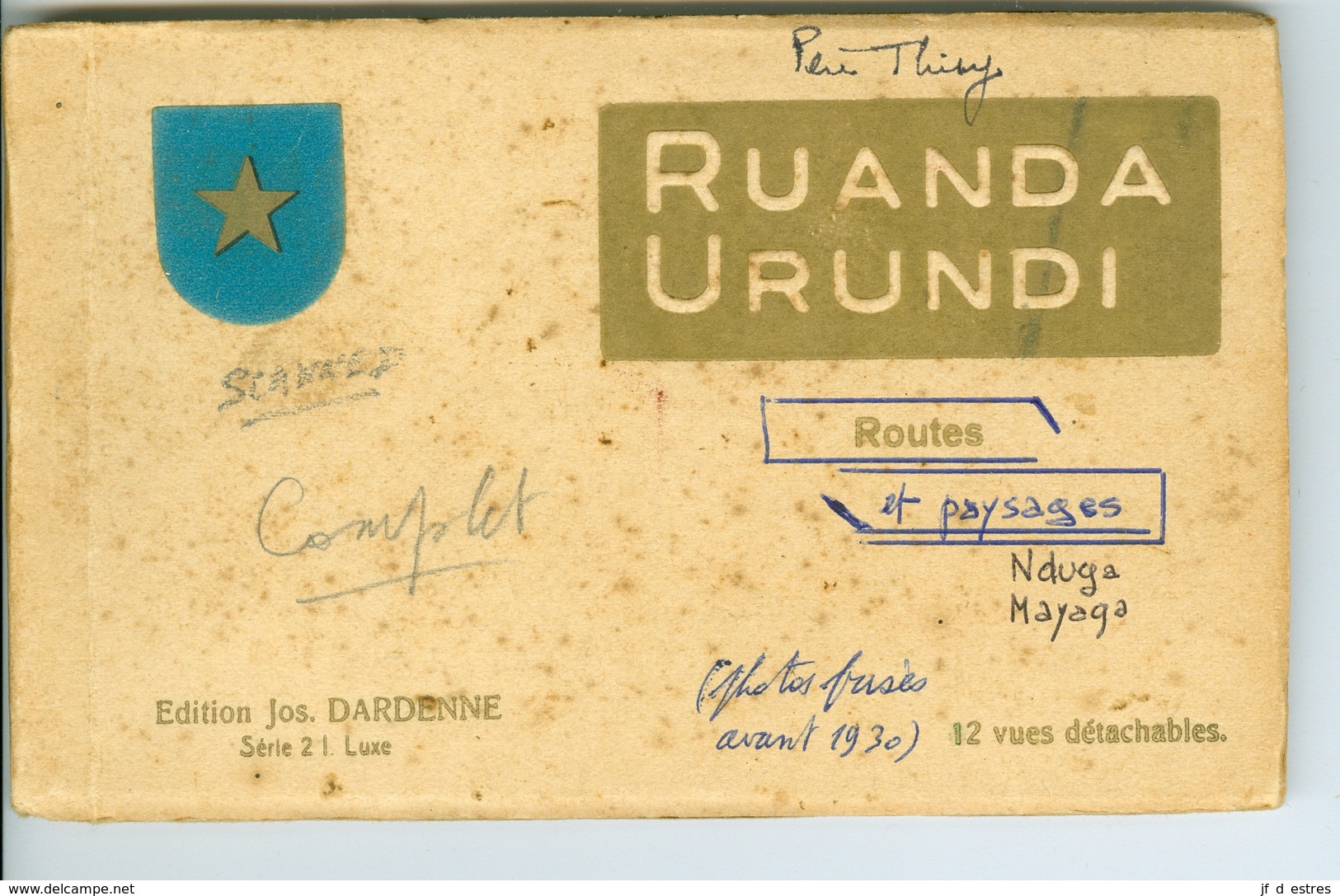 12 CP Ruanda Urundi "Routes" Nduga Mayaga Ed. Jos Dardenne 1 Carnet Sér. 2 I. Vers 1930 Ethnographie Rwanda Burundi - Ruanda-Urundi