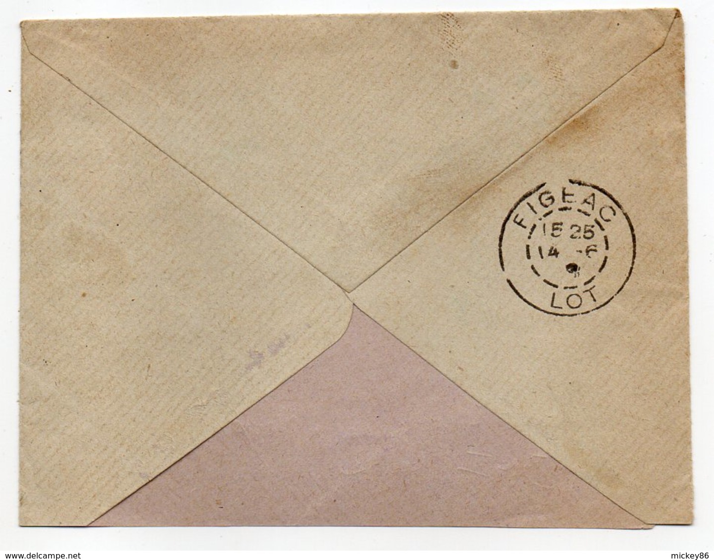 1916--Lettre Pour FIGEAC-46--type Semeuse-cachet Ambulant "CAUNES  à  MOUX "--Aude - 1877-1920: Periodo Semi Moderno