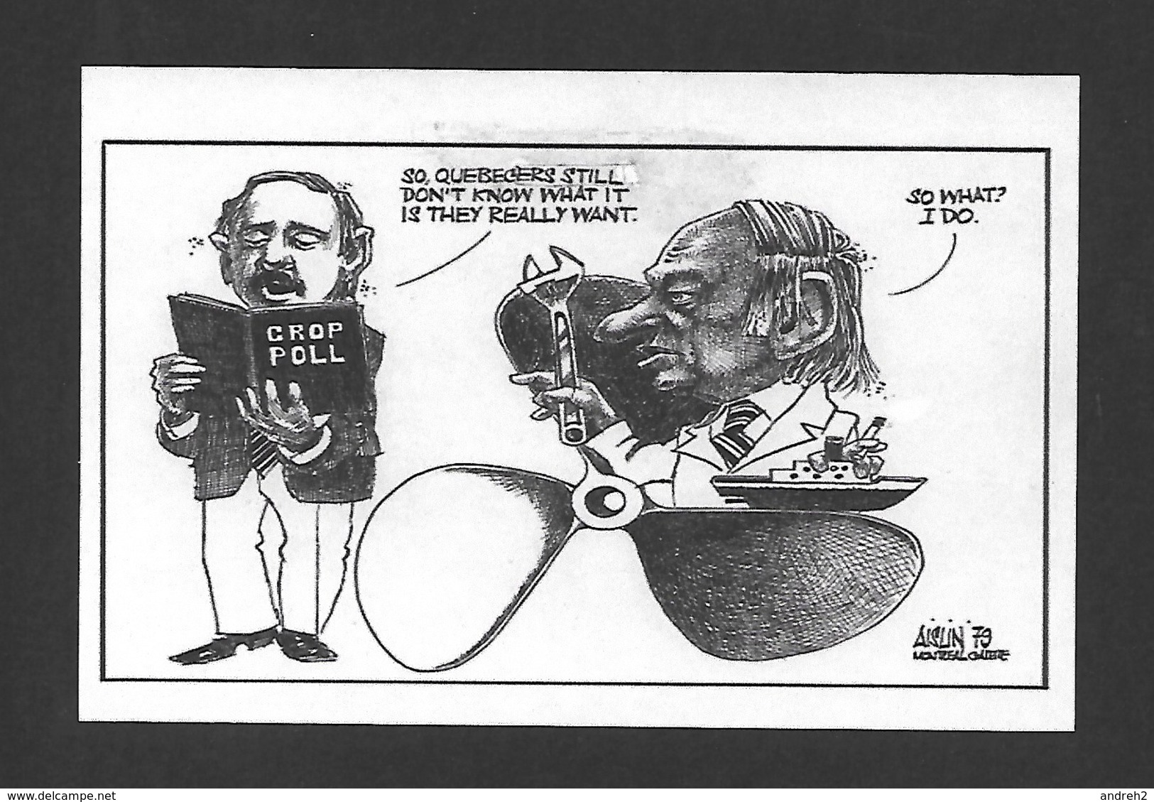 POLITIQUE DU QUÉBEC - RENÉ LÉVESQUE - CROP POLL - CARICATURE PAR AISLIN 1979 - Personnages