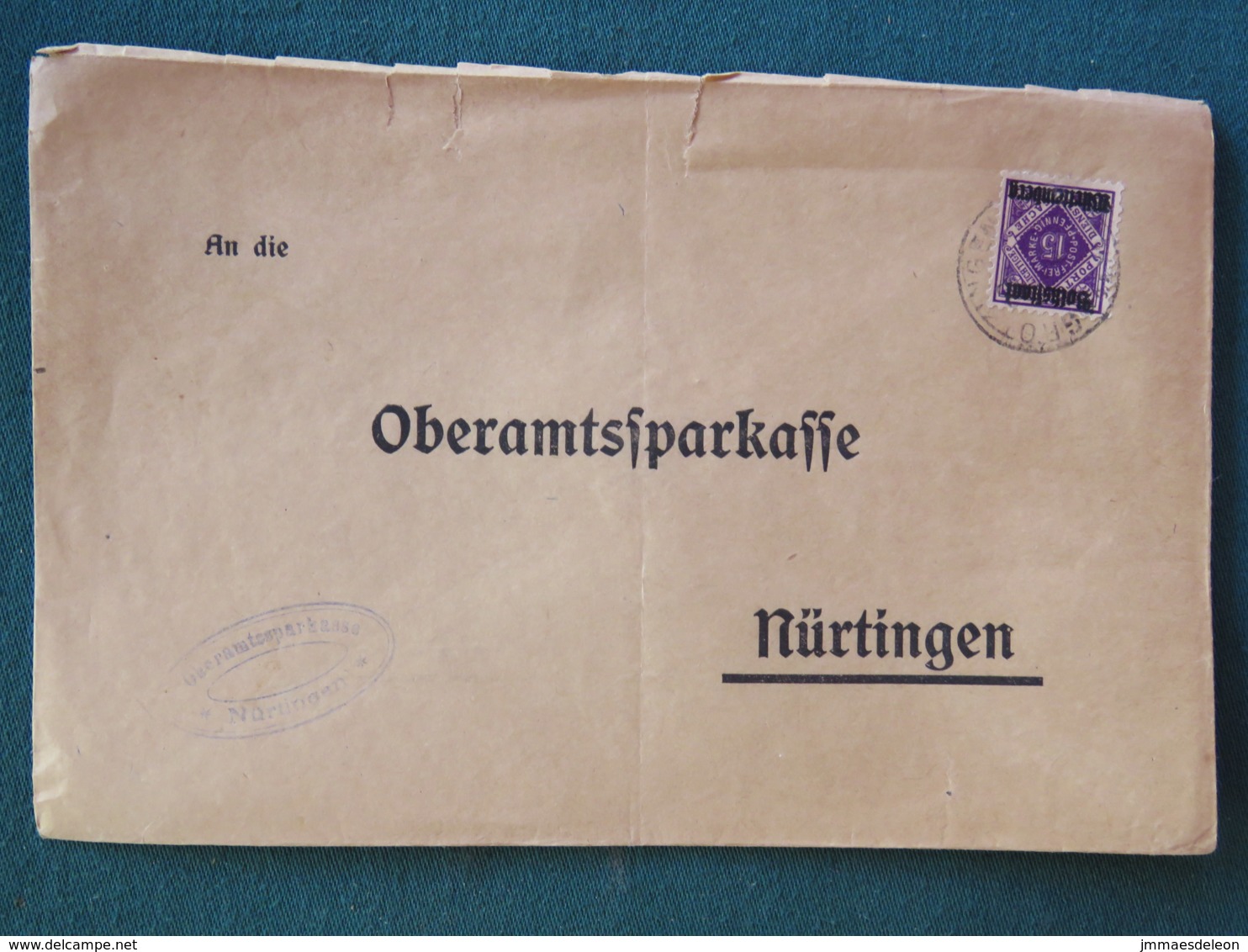 Germany 1919 Official Cover Wurtemberg Wolfschlugen To Nurtingen - Lettres & Documents