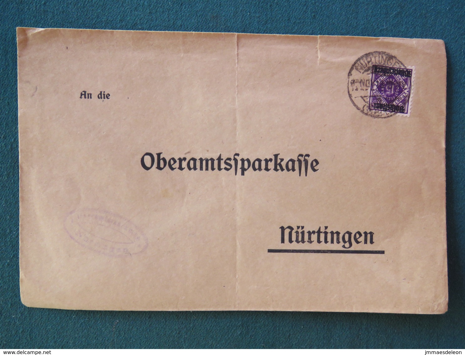 Germany 1919 Official Cover Wurtemberg Nurtingen To Nurtingen - Lettres & Documents