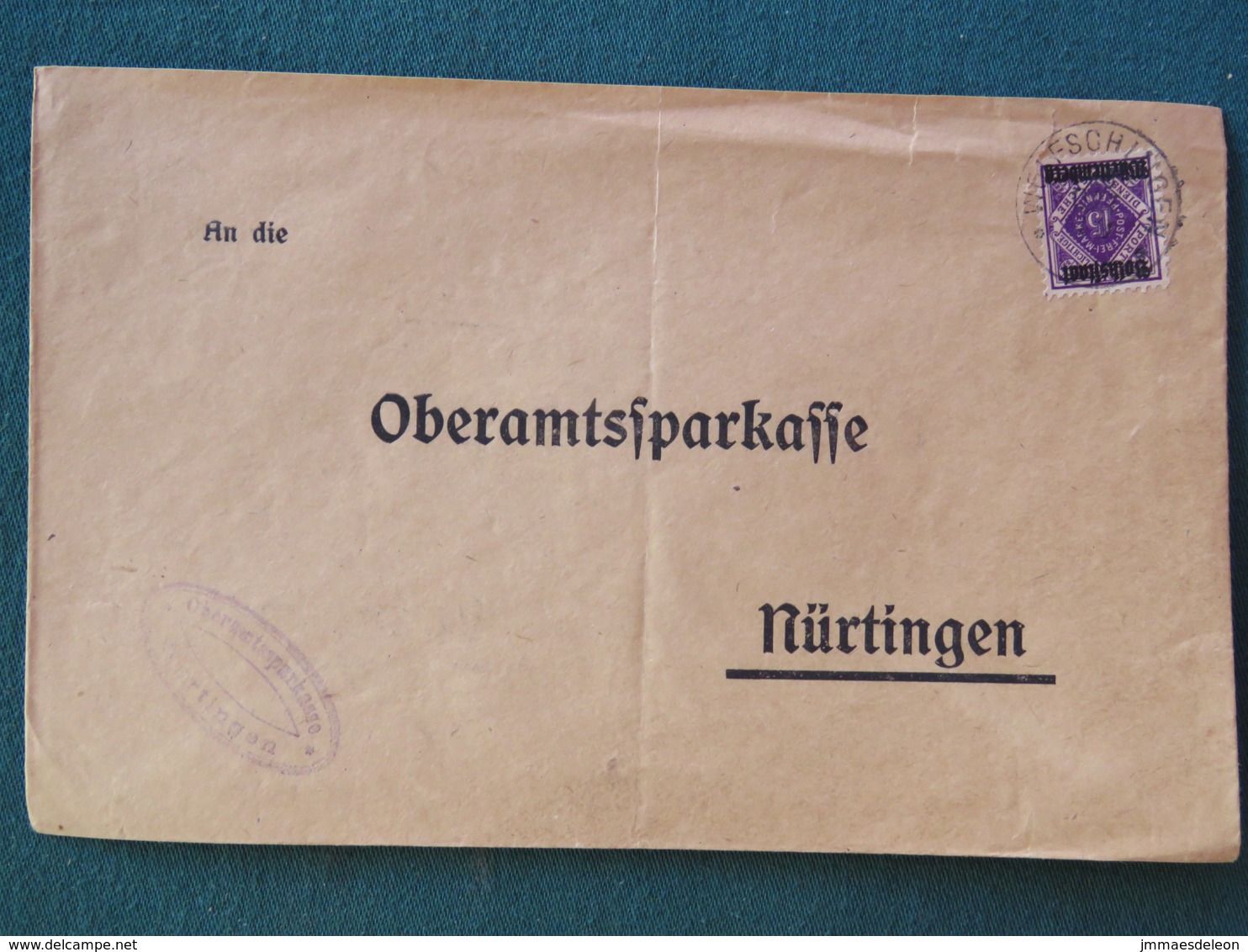 Germany 1919 Official Cover Wurtemberg Wolfschlugen To Nurtingen - Autres & Non Classés