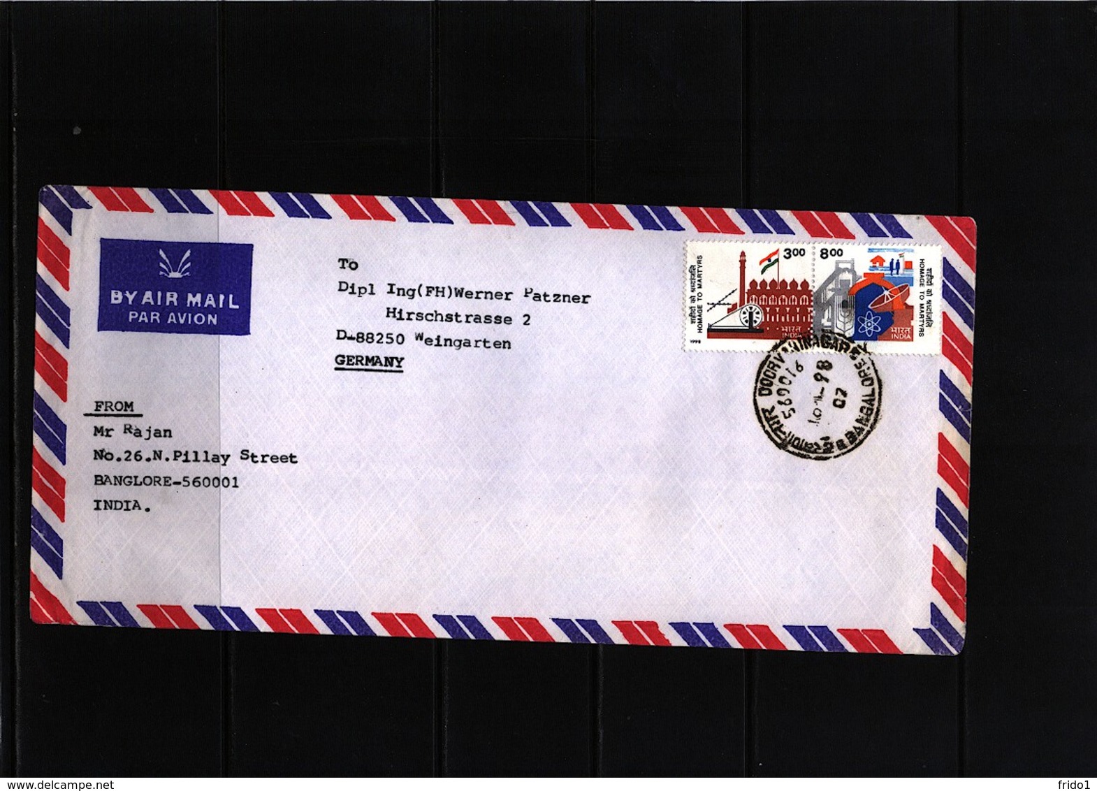 India  Interesting Airmail Letter - Briefe U. Dokumente