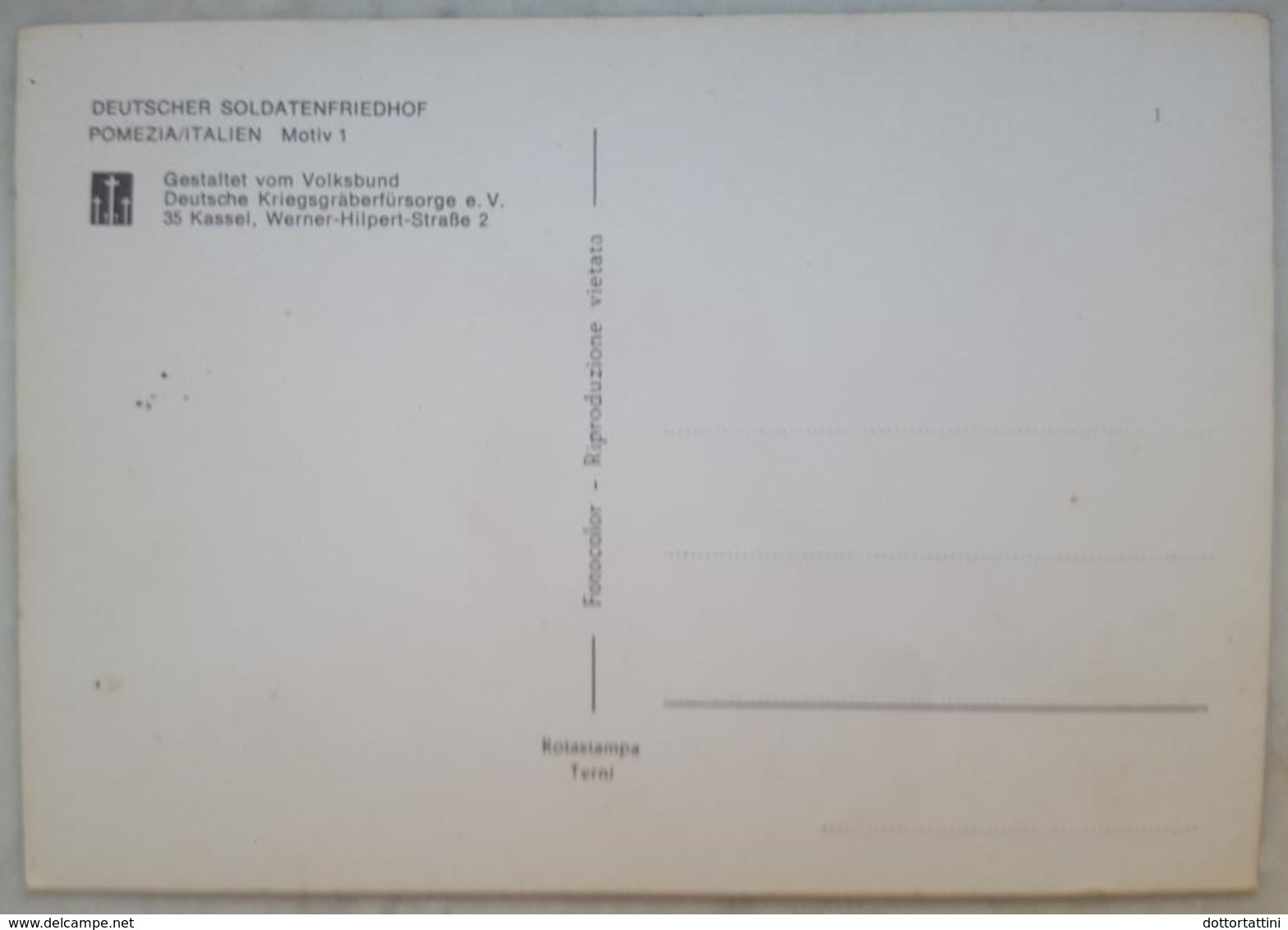 DEUTSCHER SOLDATENFRIEDHOF POMEZIA - ITALIEN - Motiv 1 - II World War - Gestaltet Vom Volksbund Deutsche Kassel - Monumenti Ai Caduti