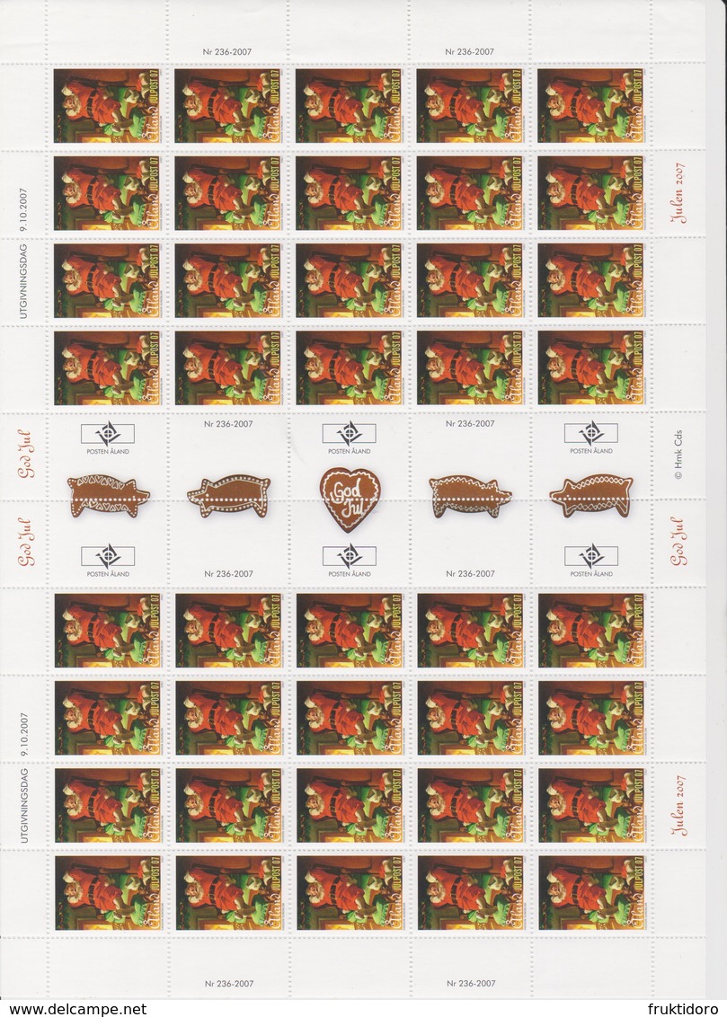 Aland Mi 288 Christmas - Santa Claus - 2007 * * Full Sheet - Aland