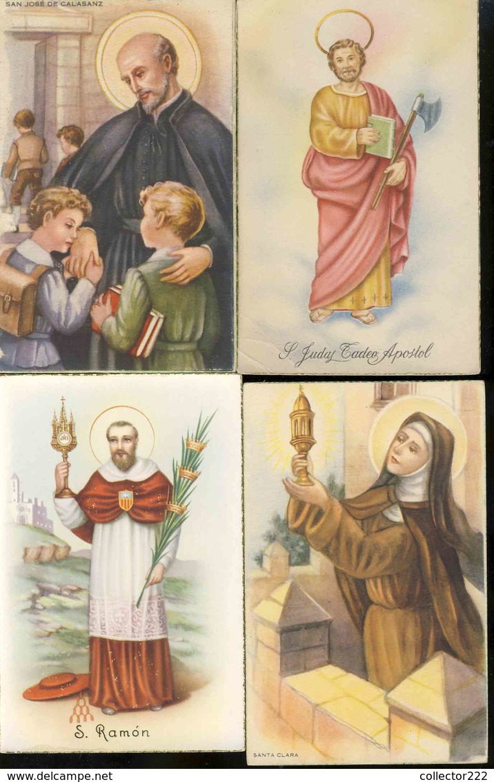 Lot De 4 Cartes Postales Images Pieuses De Saints. Joseph Calasanz, Judas Tadeo, Ramon, Claire (Ref. 115741) - Unclassified