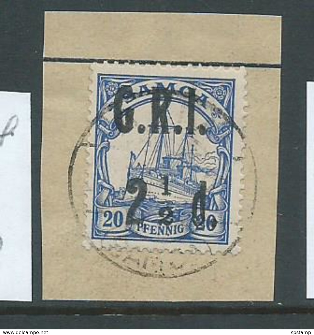 Samoa 1914 GRI 2 & 1/2d On 20pf Blue Kaiser's Yacht FU On Piece - Samoa