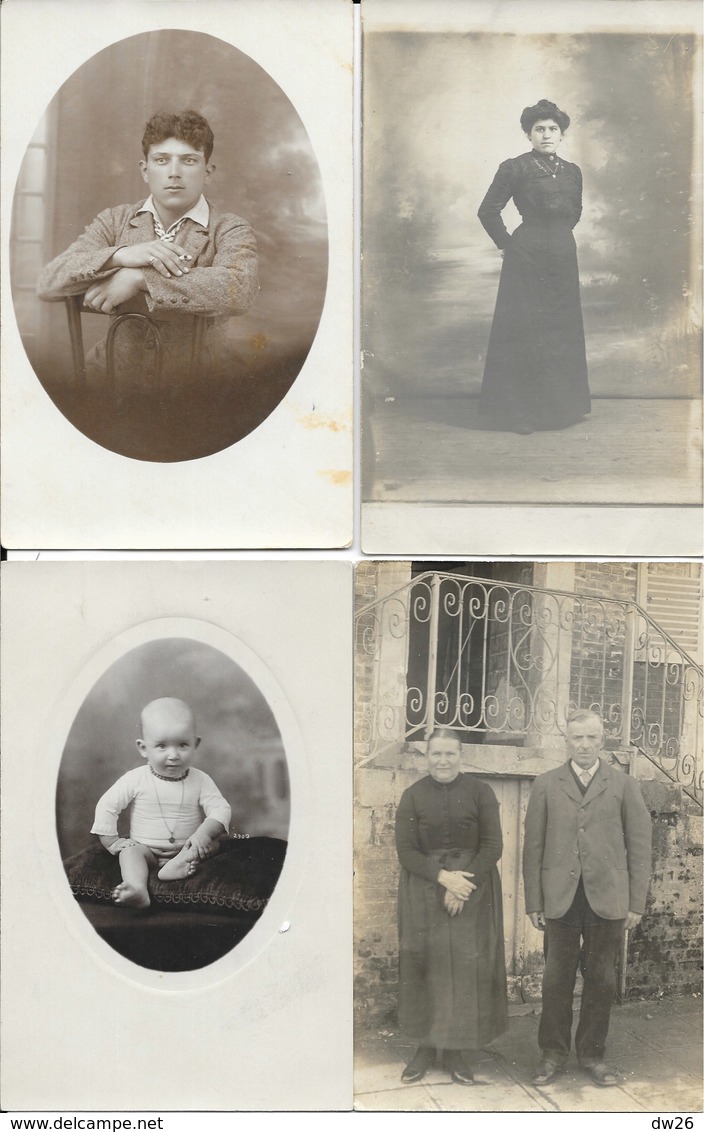 Lot n° 82 de 100 Cartes-photos à identifier: Famille, Militaria, groupes, portraits, communions, lieux...