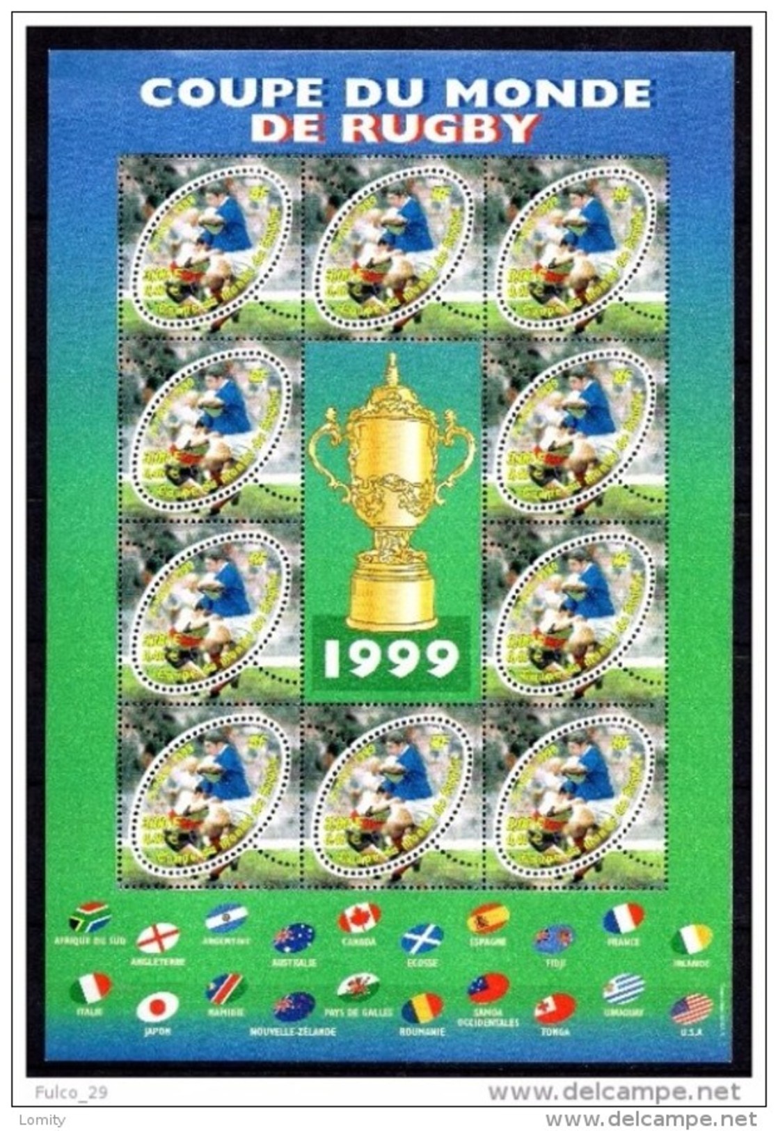 France Bloc Feuillet Neuf Luxe ** N° 26 1999 Coupe Du Monde Rugby Valeur Faciale 4.60€ Lot Vendu Sous Faciale - Neufs
