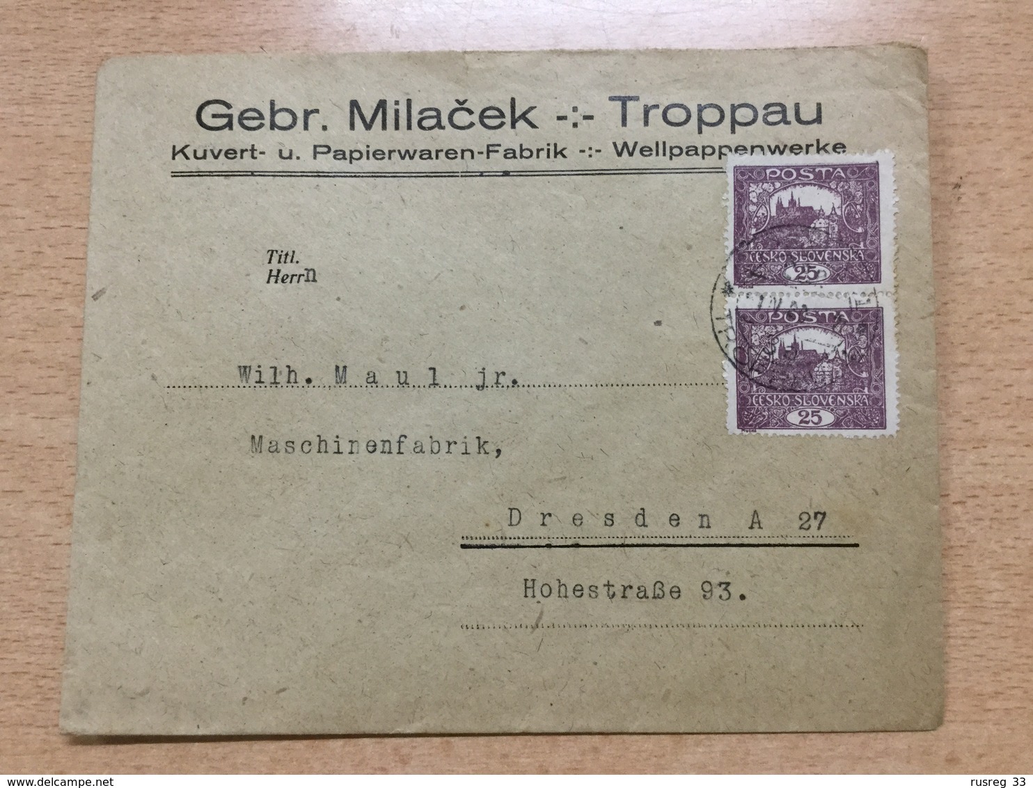 K6 Tschechoslowakei 1920 Brief Von Troppau Nach Dresden - Briefe U. Dokumente