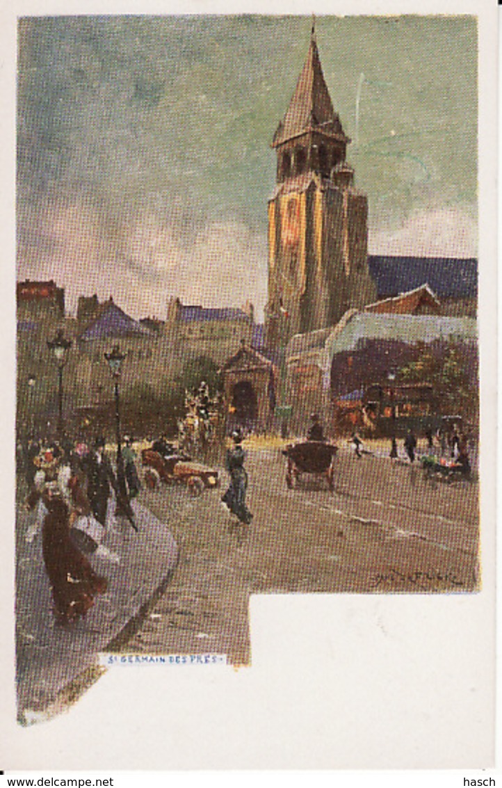 D65Paris, St Germain Des Pres (carte Postale D'une Peinture De Paul De Frick 1864-1935) - Paintings