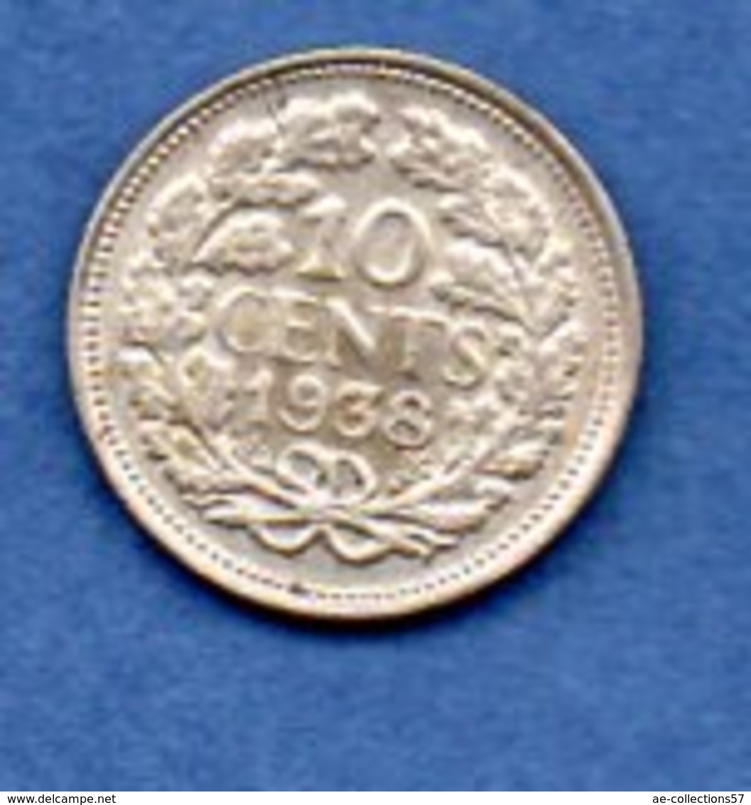 Pays Bas   -  10 Cent 1938   - Km # 163 -  état  TTB+ - 10 Cent