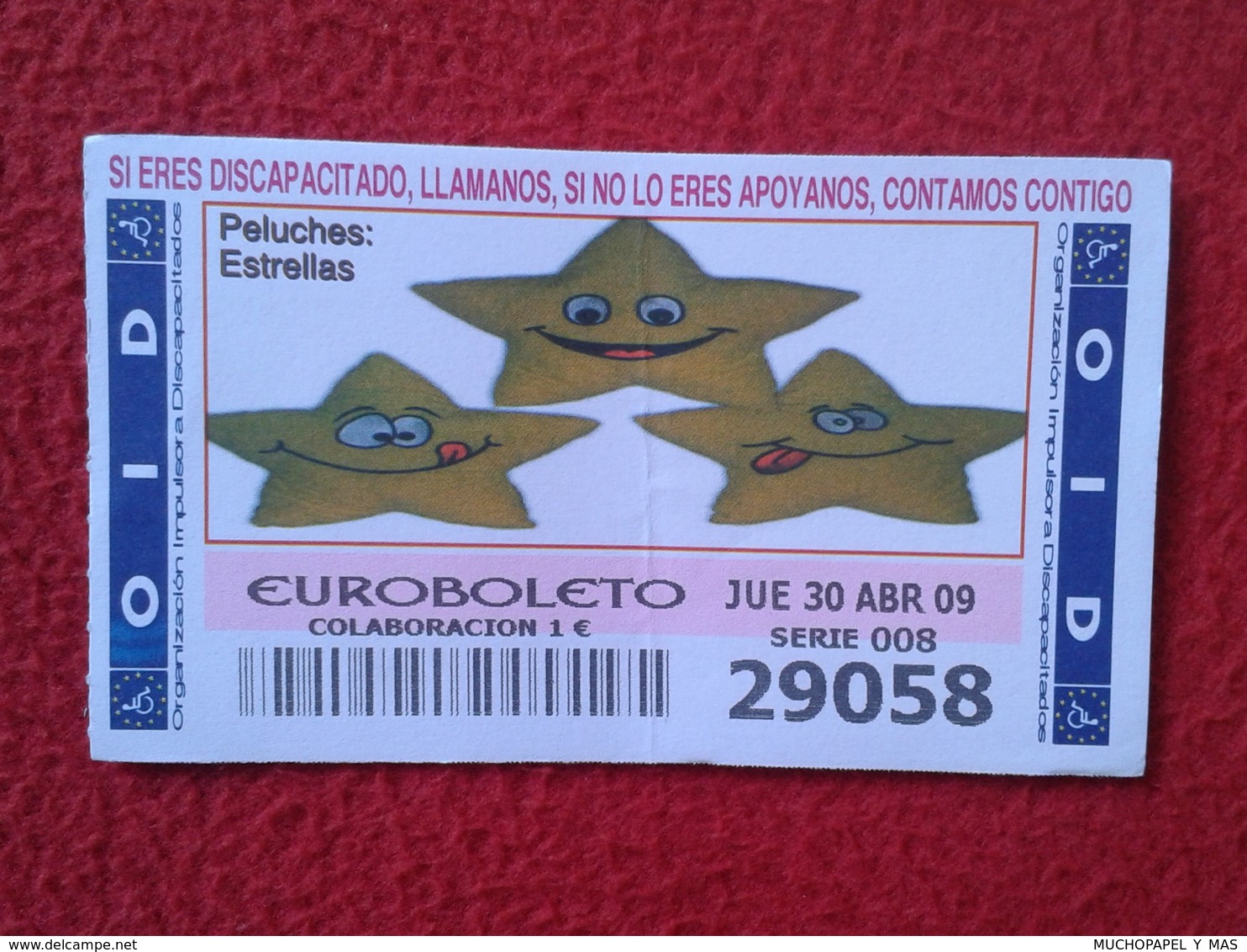 SPAIN DÉCIMO CUPÓN DE OID LOTERÍA LOTTERY LOTERIE PELUCHES STUFFED ANIMALS JUGUETES TOYS ESTRELLA ESTRELLAS STAR STARS - Billetes De Lotería