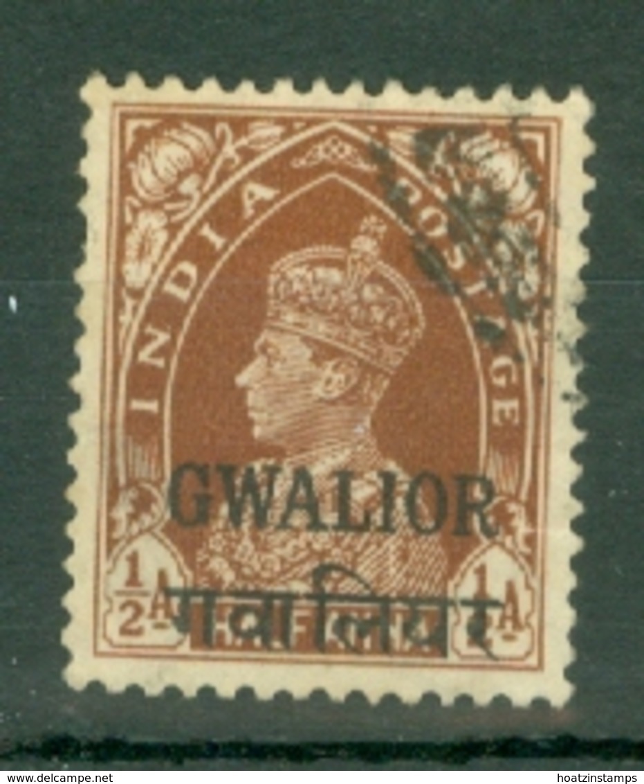 India - Gwalior: 1938/48   KGVI 'Gwalior' OVPT   SG106    ½a    Used - Gwalior