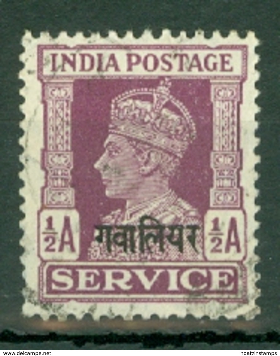 India - Gwalior: 1940/42   Official KGVI (insc. 'Service') OVPT   SG O82    ½a  Purple  Used - Gwalior