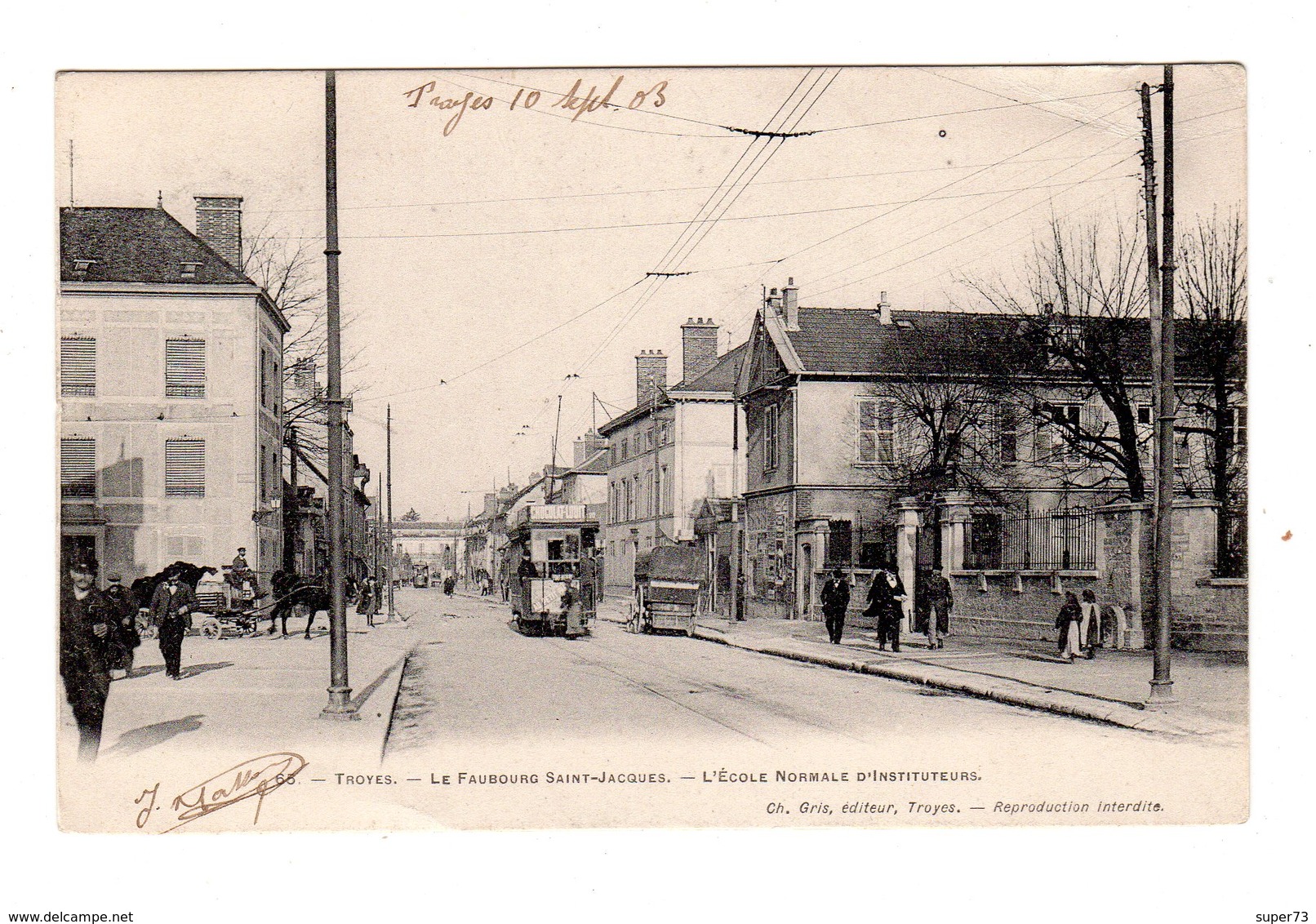 CPA 10 - Troyes - Le Faubourg Saint Jacques - L'école Normale D'instituteurs , Tramway , Attelage - Troyes