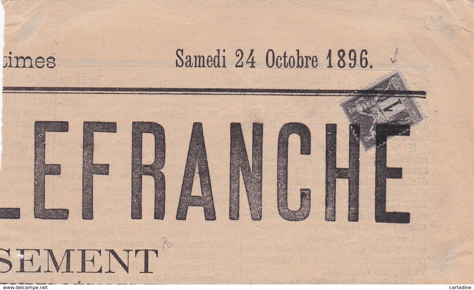 France - Annulation Typographique Des Journaux (fragment) Côté 40€ - 1896 - 1876-1898 Sage (Type II)