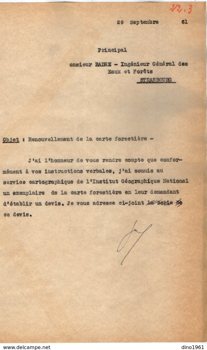 VP14.427 - GUEBWILLER 1961 - Lettre Mr LEBRUN à Mr BADRE Ingénieur Général Des Eaux & Fôrets à STRASBOURG - Collections