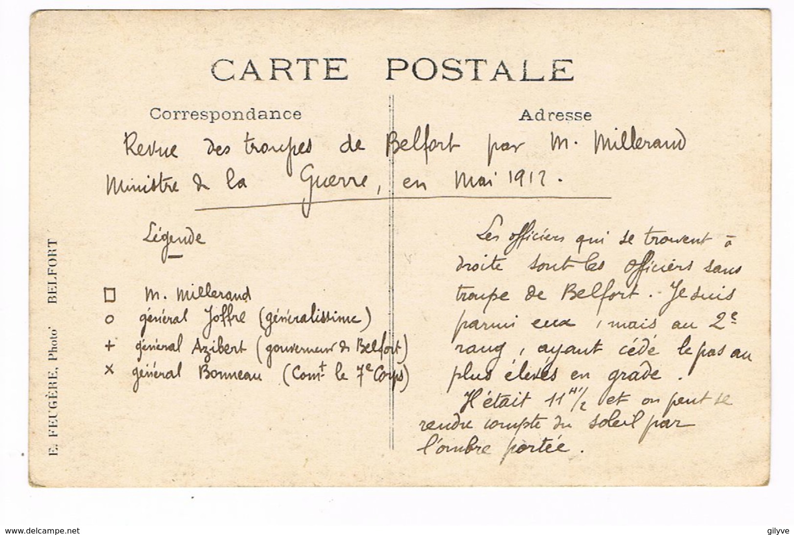 CPA(90) BELFORT.RARE. Photo. Revue Des Troupes Par Mr Millerand. Mai 1912. (B.1822) - Belfort - Ville