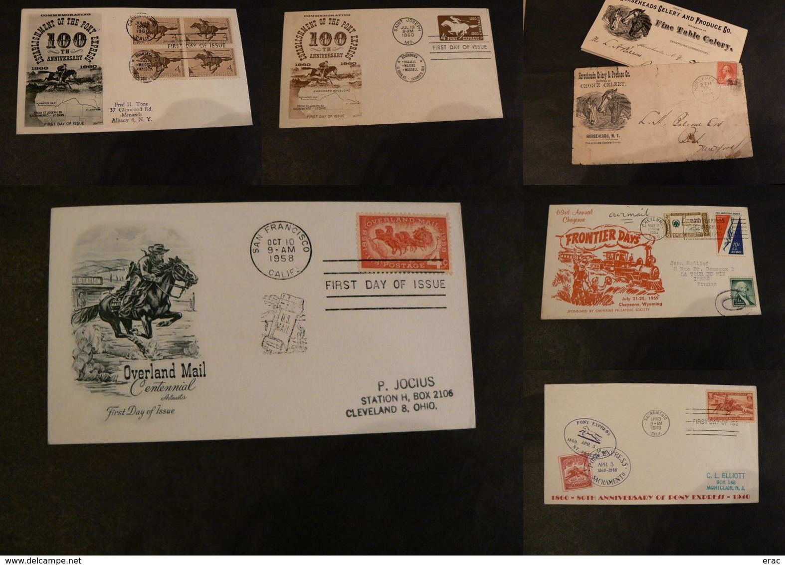 Etats-Unis (USA) - 6 Enveloppes (dont 1 Du 19ème Avec Correspondance) - Thème Transports à Chevaux - Horse - Collections (sans Albums)