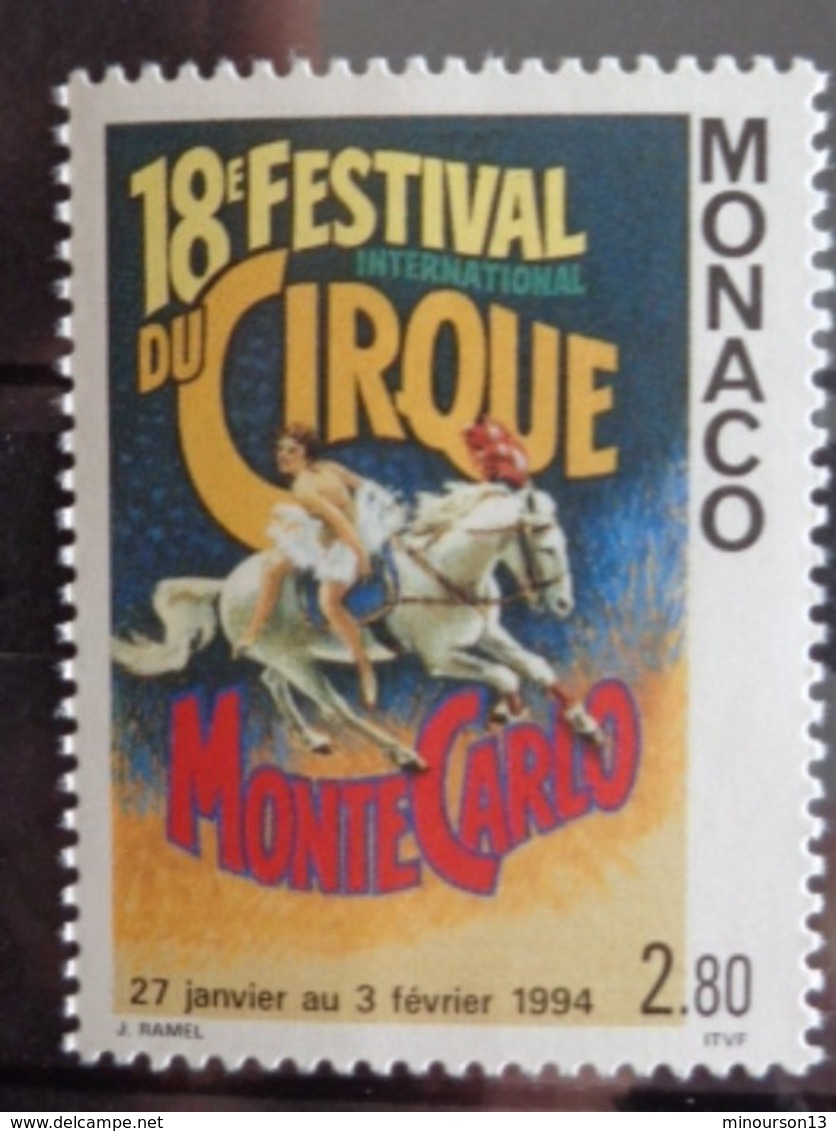 MONACO 1994 Y&T N° 1923 ** - XVIIIe FESTIVAL INTERN. DU CIRQUE DE MONTE CARLO - Neufs